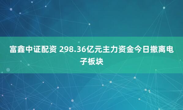 富鑫中证配资 298.36亿元主力资金今日撤离电子板块